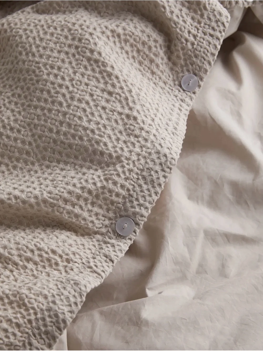 NEW Quince 100% Org Cotton Luxe Honeycomb Duvet Cover Set, King/Cal King (Sand)